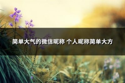 ​简单大气的微信昵称 个人昵称简单大方(优选557个)