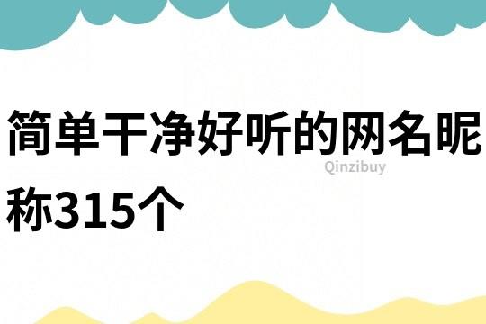 简单干净好听的网名昵称315个